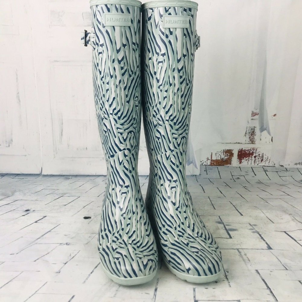 Hunter Boots Tall Coral Print Seaspray Rubber Rain - Picture 3 of 10